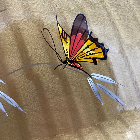 Vintage Japanese Lacquerware Gold Triangle Tray With Bamboo & Butterfly Design - Picture 11 of 14